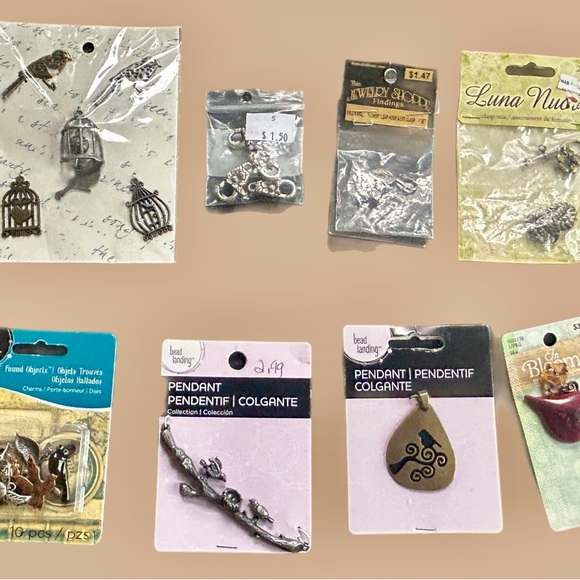Bird and Flower Jewelry Making Charms Pendants and Clasps Bundle - Picture 1 of 9